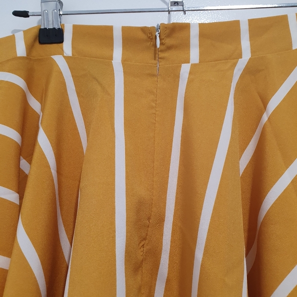 Shein size XL yellow/white stripe circle skater skirt - Picture 2 of 4